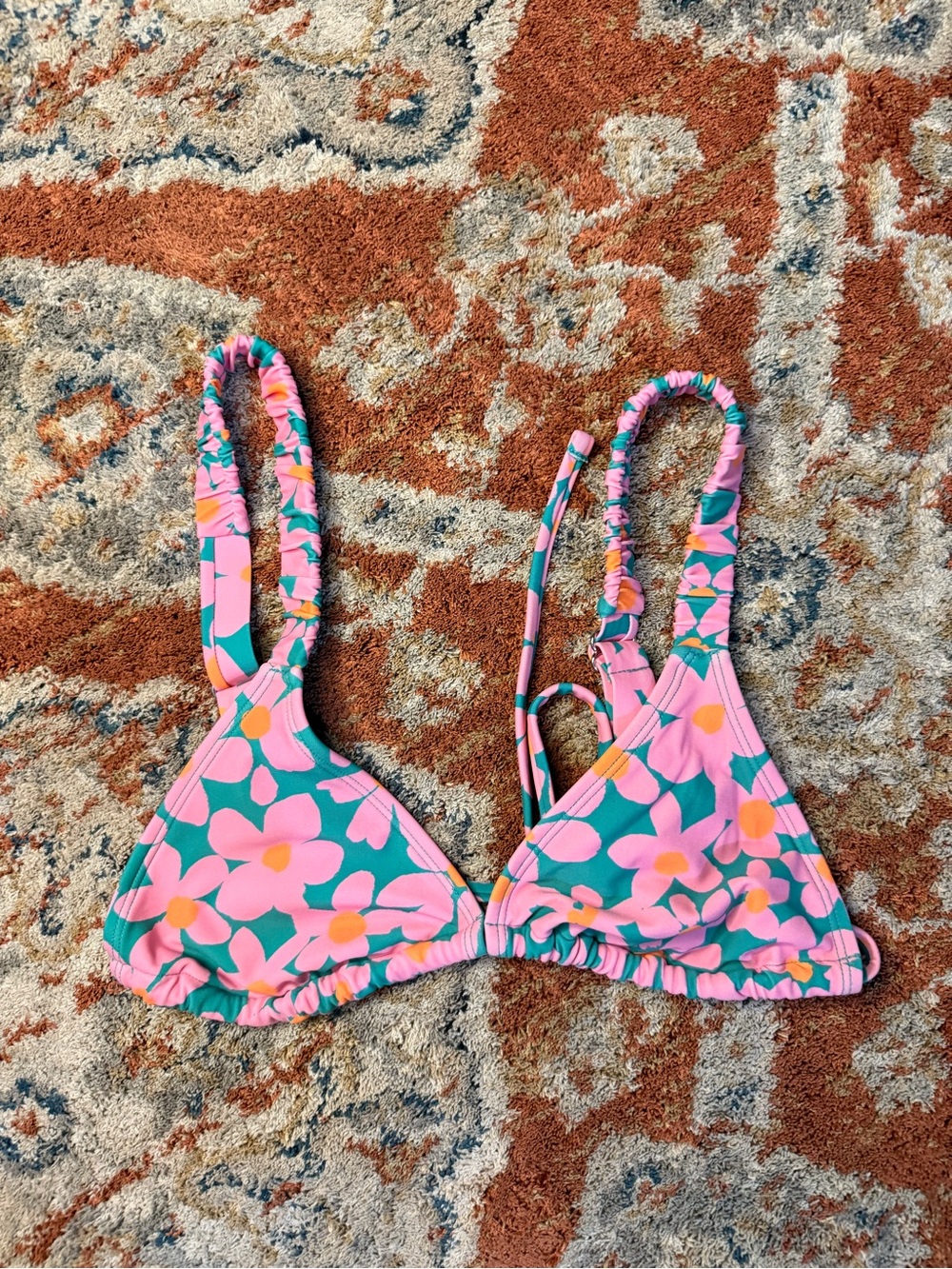Wild Fable Pink Floral Triangle Bikini Top